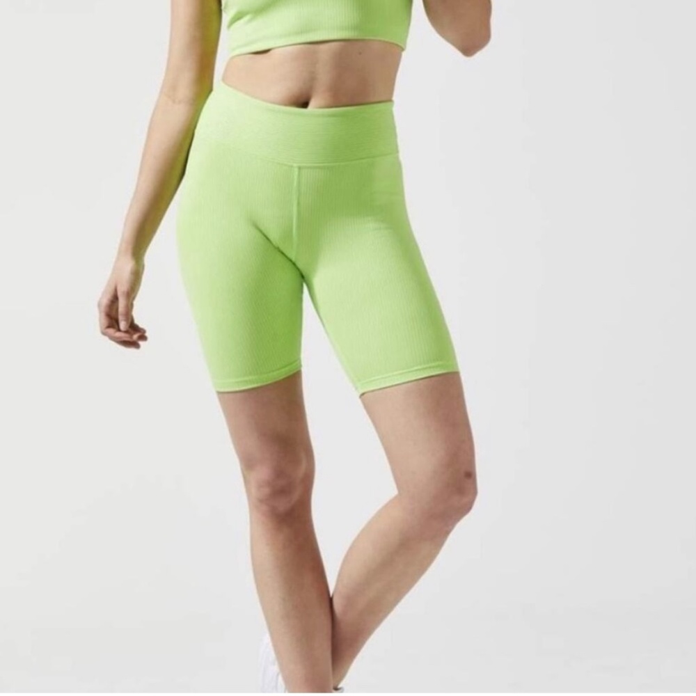 NWOT! YEAR OF OURS Lime Green Ribbed High Bike Shorts Size S